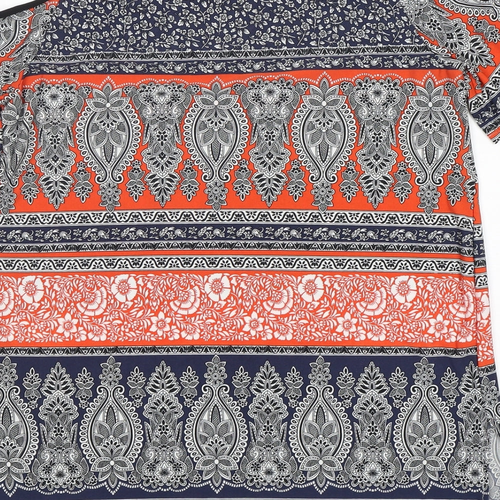 George Womens Multicoloured Paisley Polyester A-Line Size 12 V-Neck