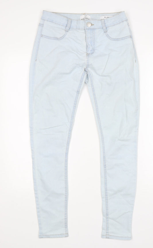 Additional front view of 91 women’s blue cotton jegging jeans, size UK 8, 28-inch leg regular