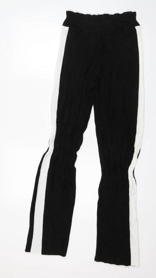 Womens UK Size M Preworn Regular Fit Jogger Black Trousers