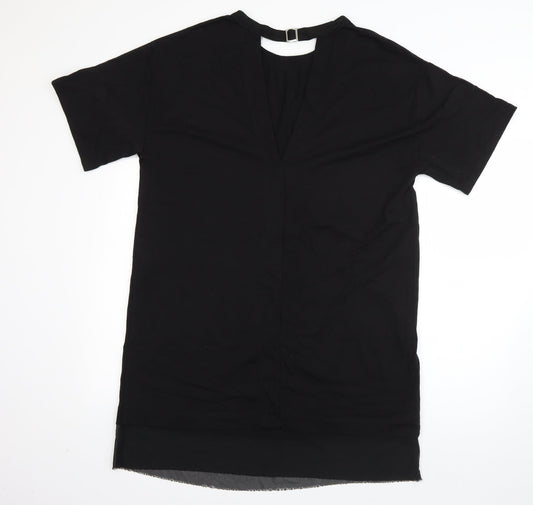 Sparkle & Fade Womens Black Cotton T-Shirt Dress Size M Round Neck Pullover