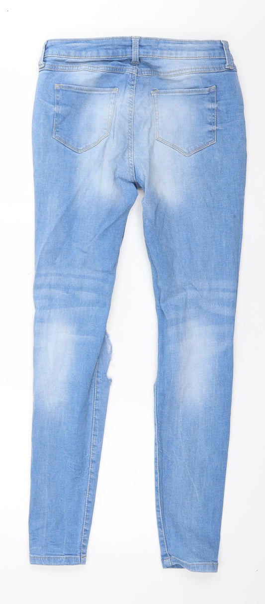 Denim & Co. Womens Blue Cotton Skinny Jeans Size 8 L28 in Regular Button