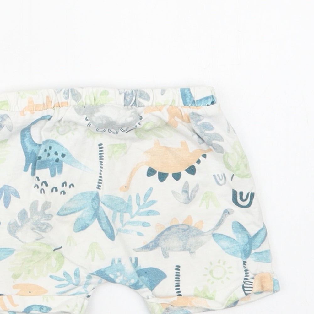 TU Baby White Floral Cotton Cropped Trousers Size 9-12 Months - Dinosaurs