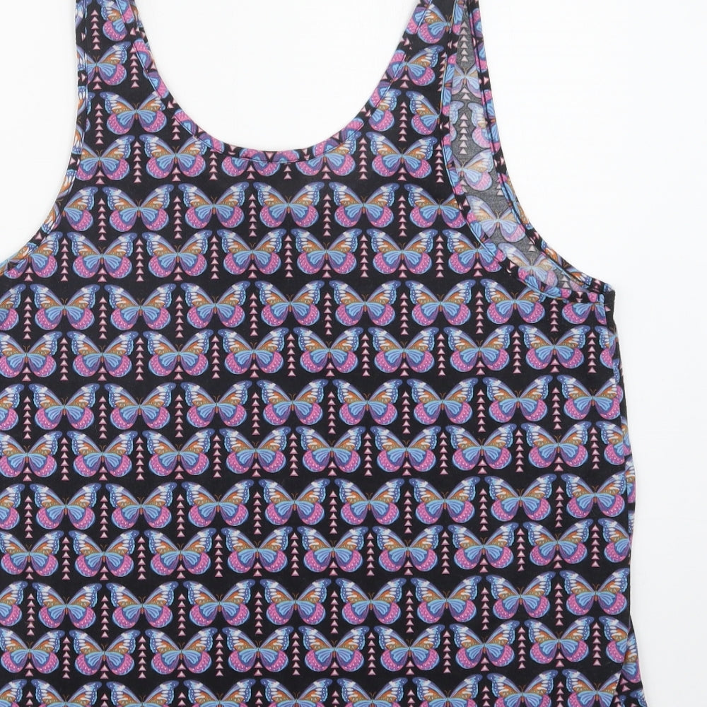 Primark Womens Black Geometric Polyester Basic Tank Size 18 Scoop Neck - Butterfly Print