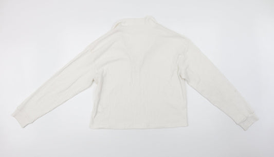 SheIn Womens White Collared  Polyester Pullover Jumper Size L