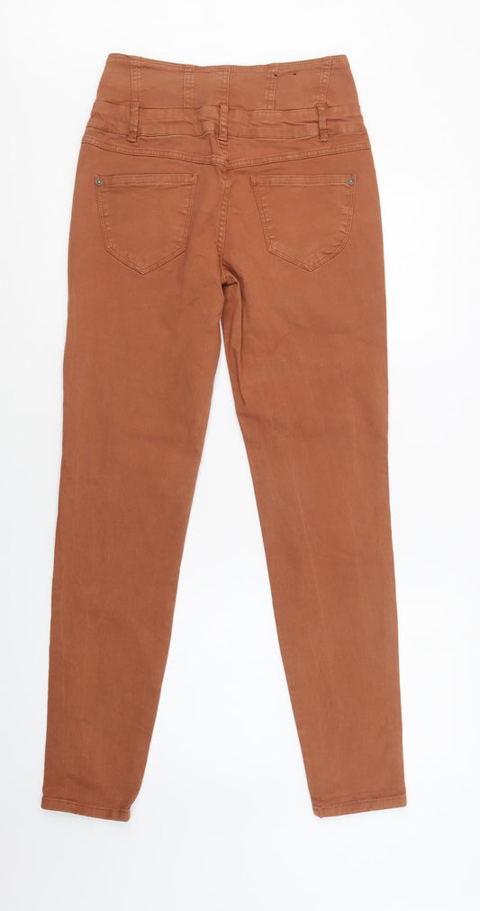 Yes Yes Womens Brown Cotton Skinny Jeans Size 10 L32 in Regular Button