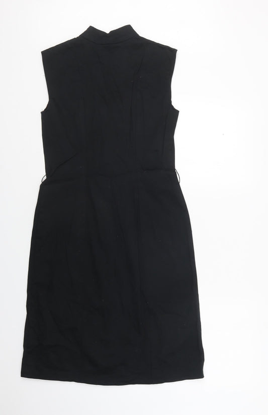 Dorothy Perkins Womens Black Cotton Pencil Dress V-Neck Button