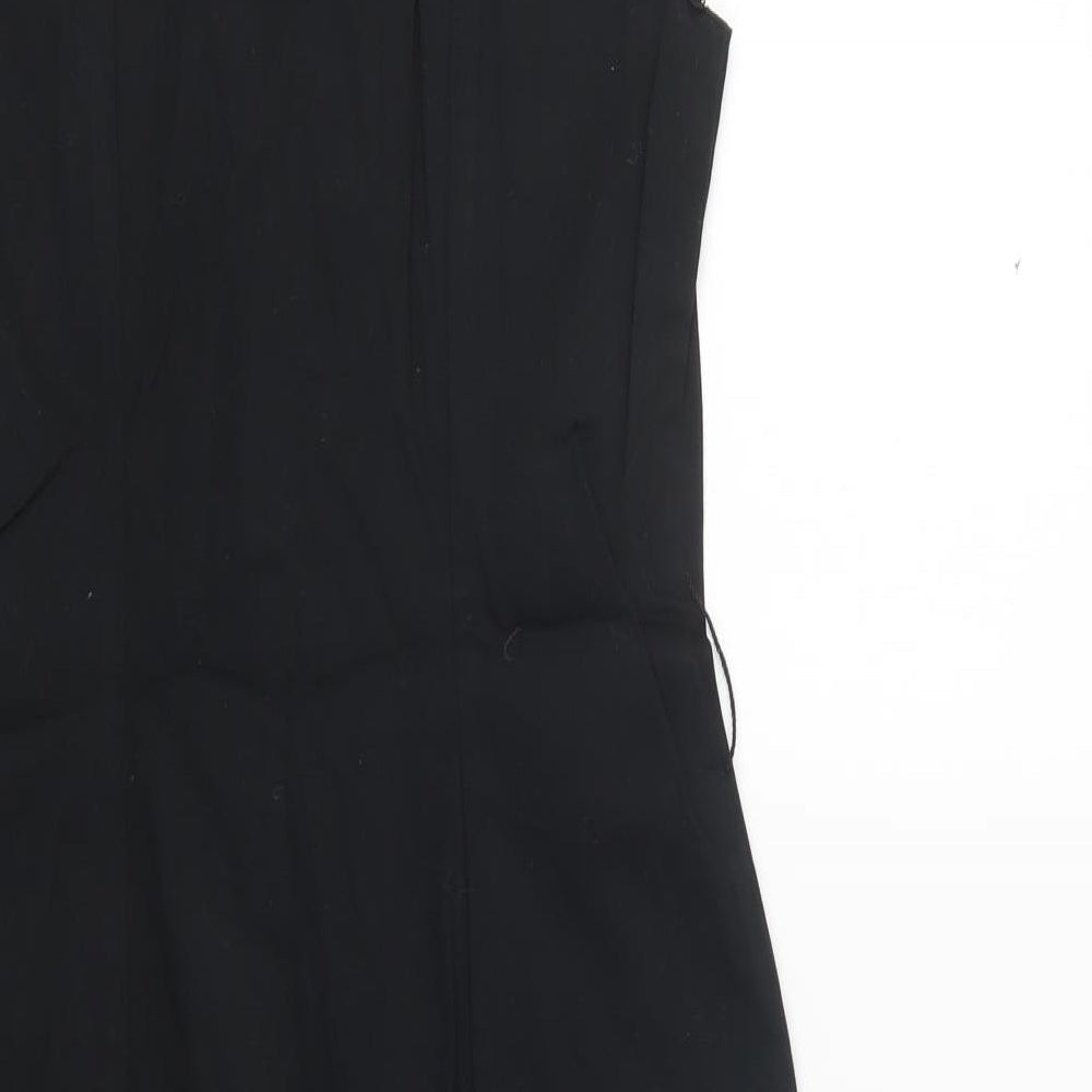 Brand and care label for Dorothy Perkins women’s black cotton pencil dress v-neck button
