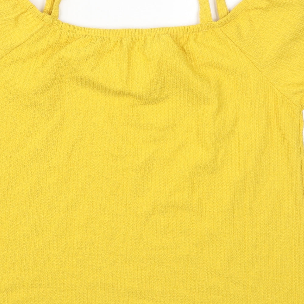 Womens UK Size 12 Matalan Yellow Basic T-Shirt