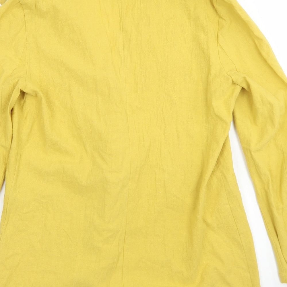 Brand and care label for SHEIN women’s yellow cotton jacket blazer, size XS