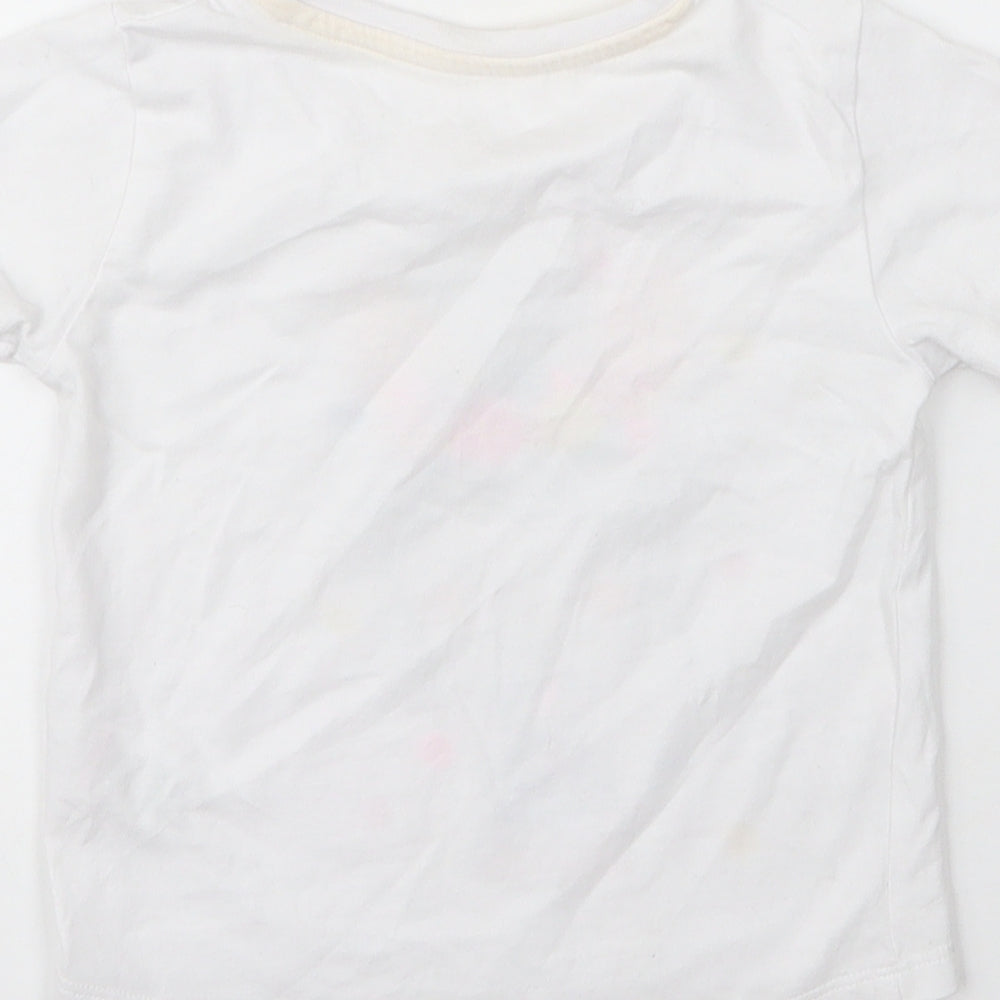 Matalan Girls White Cotton Basic T-Shirt Size 12 Months Round Neck