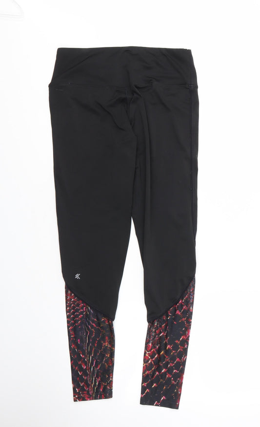 Workout Womens Black Polyester Compression Leggings Size S L24 in Regular