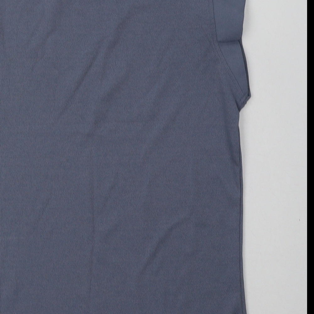 SheIn Womens Blue Polyester Basic T-Shirt Size S Crew Neck - frill arms