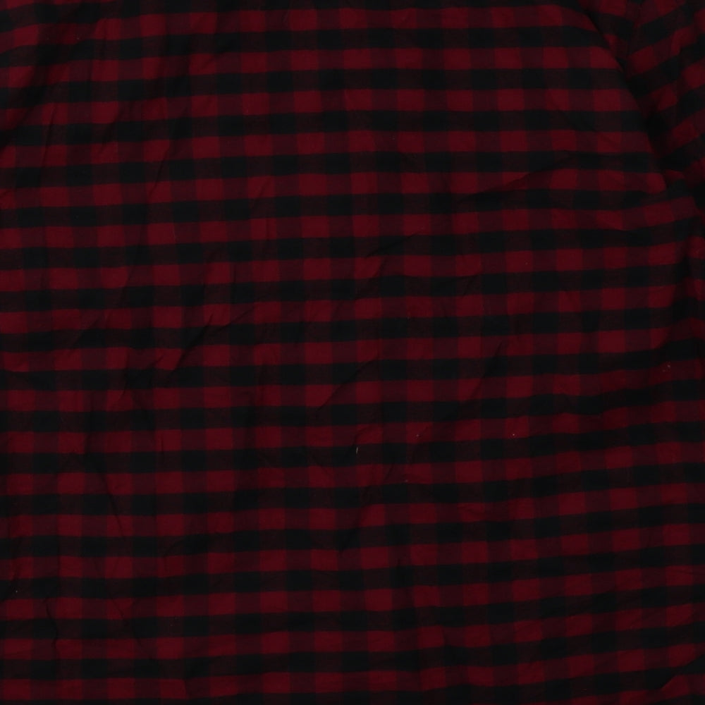 Hollister Mens Red Check Cotton Polo Size S Collared Button - muscle fit