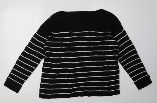 H&M Womens Black Striped Viscose Pullover Sweatshirt Size S Pullover