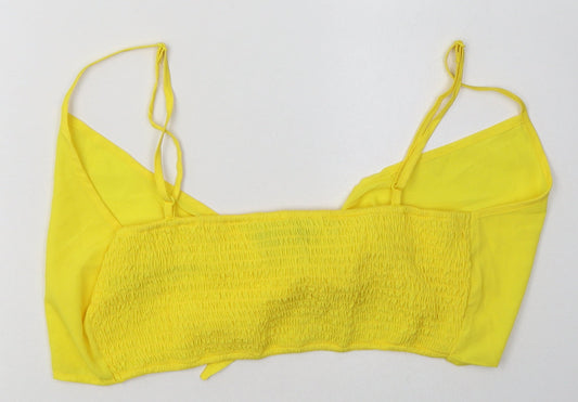 Boohoo Womens Yellow Polyester Cropped Tank Size 12 V-Neck