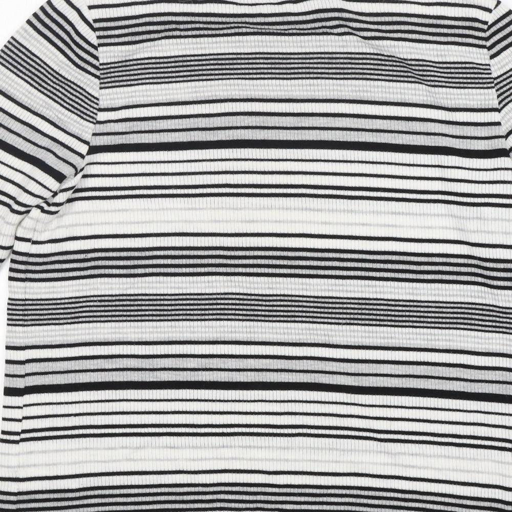 George Womens Grey Round Neck Striped Polyester Pullover Jumper Size 16