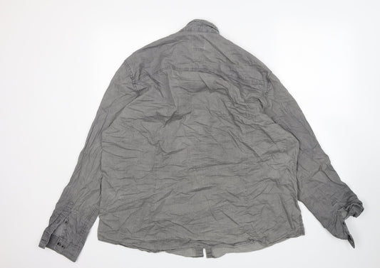 Mens UK Size 2XL Burton Grey Button-Up Long Sleeve Casual Shirt