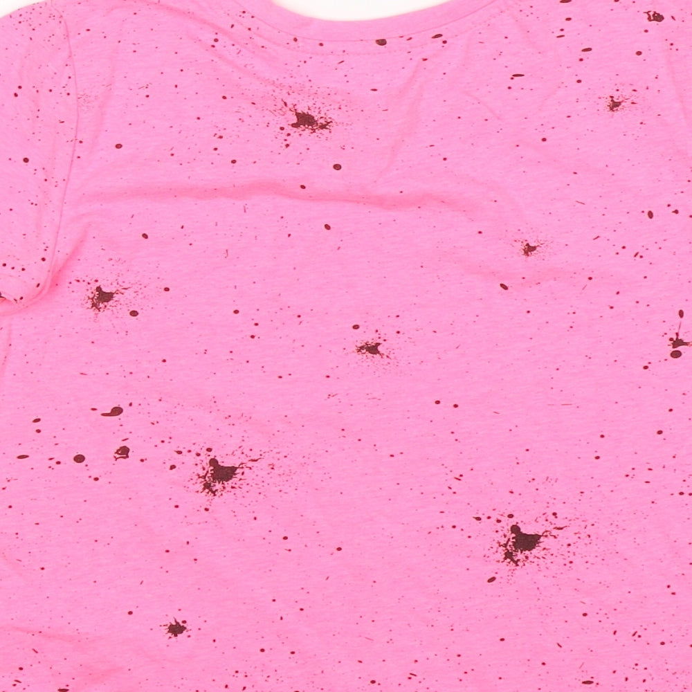 Pimark Girls Pink Polka Dot Polyester Basic T-Shirt Size 7-8 Years Round Neck