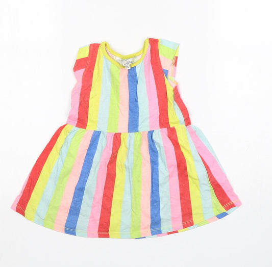 E-vie Girls Multicoloured Striped Cotton A-Line Size 18-24 Months Round Neck