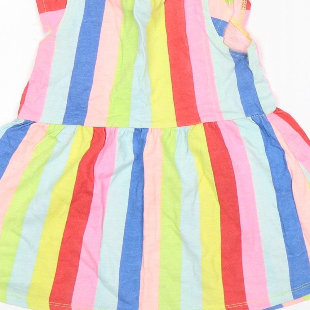 E-vie Girls Multicoloured Striped Cotton A-Line Size 18-24 Months Round Neck