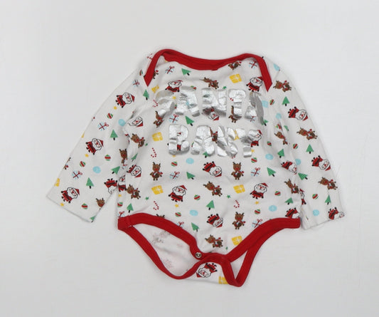 PEP&CO Baby White Cotton Leotard One-Piece Size 6-9 Months - Christmas