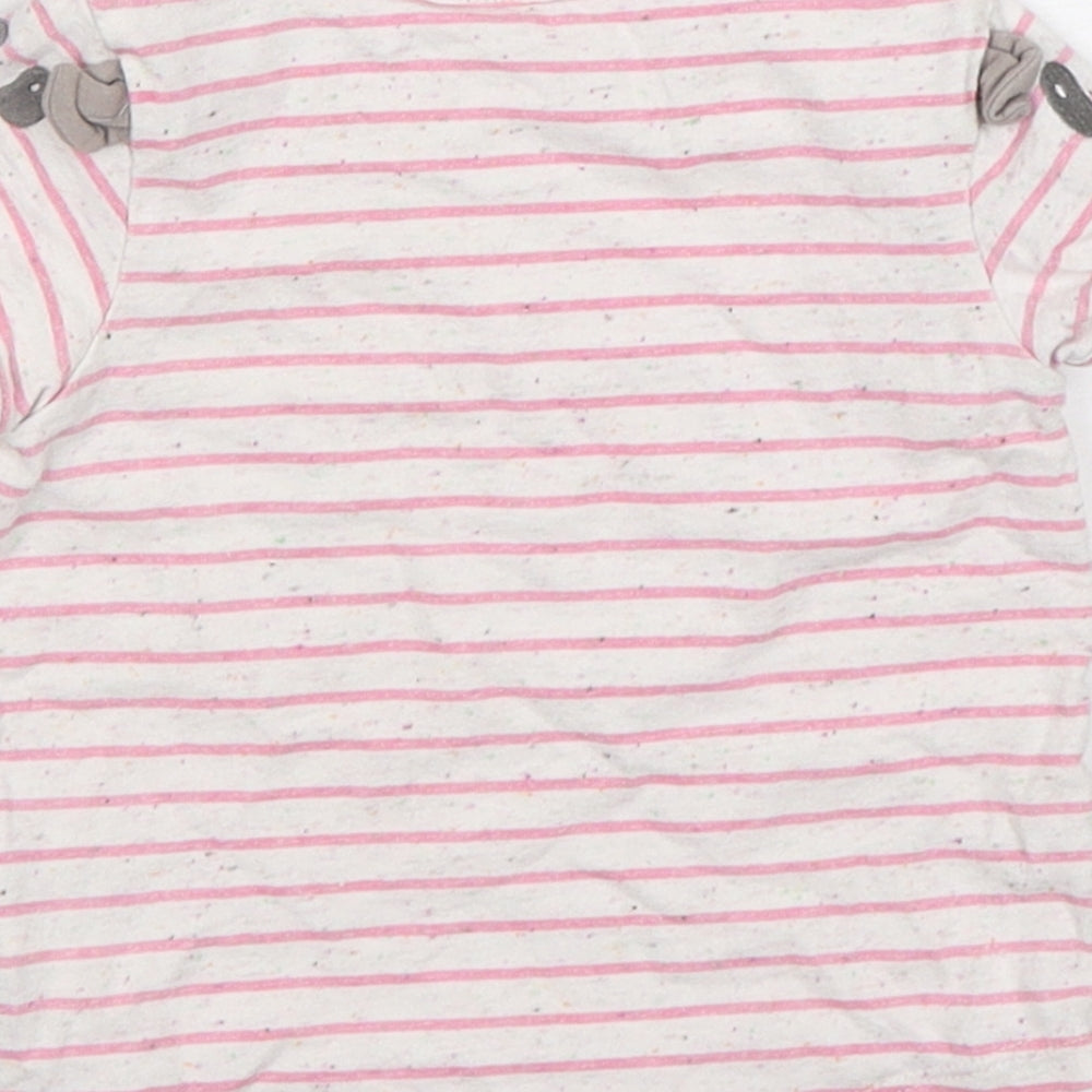 Mothercare Girls Multicoloured Striped Cotton Basic T-Shirt Size 6-9 Months Round Neck
