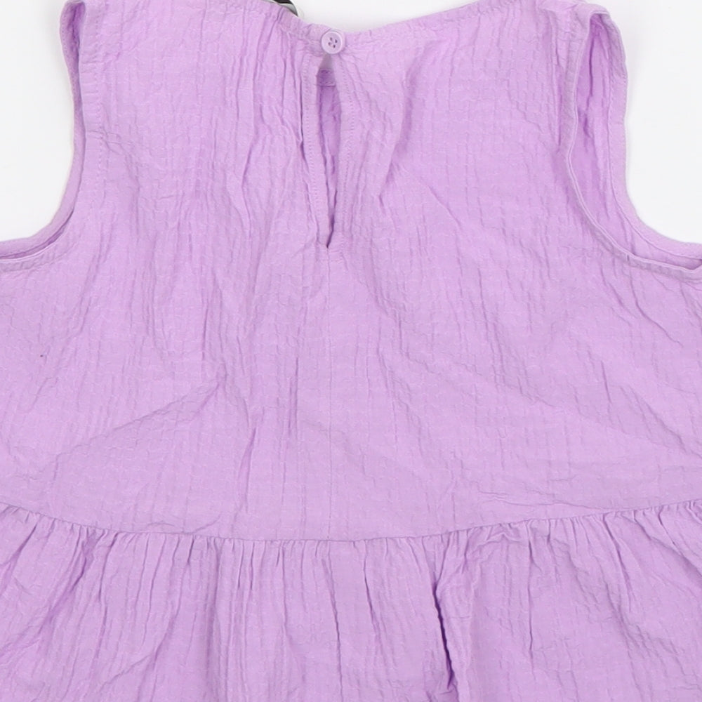 George Girls Purple Cotton Basic Tank Size 7-8 Years Boat Neck Pullover