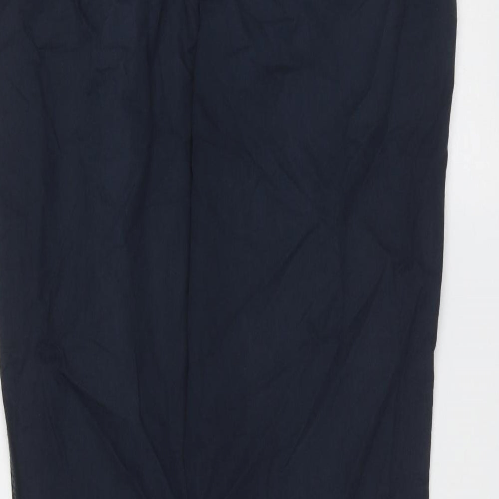Brand and care label for F&F women’s blue cotton trousers, size UK 6, 29-inch leg regular zip