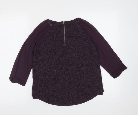 New Look Womens Purple Round Neck Polyester Pullover Jumper Size 6