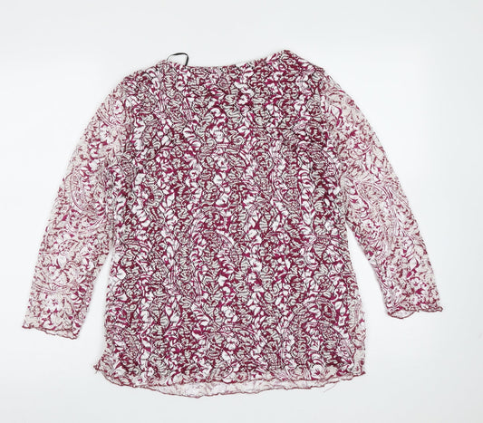 FOREVER 21 Womens Purple Geometric Polyester Basic Blouse Size M Round Neck