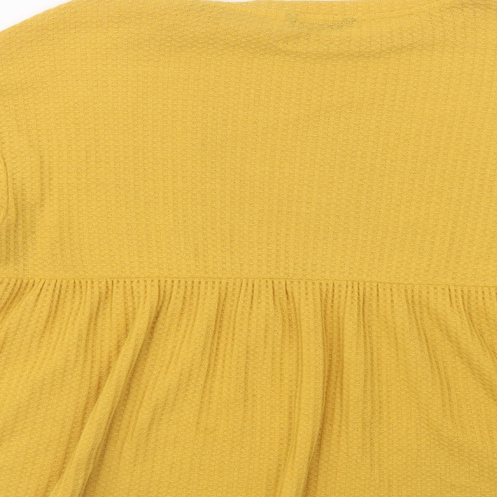 SheIn Womens Yellow Polyester Basic Blouse Size L Crew Neck
