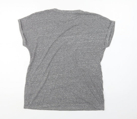Matalan Womens Grey Polyester Basic T-Shirt Size 10 Crew Neck