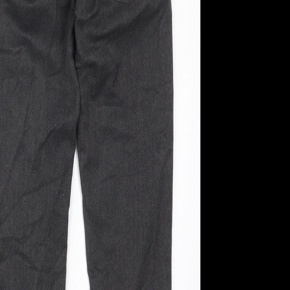 Brand and care label for Next boys’ grey polyester dress pants trousers, size 10, years regular button