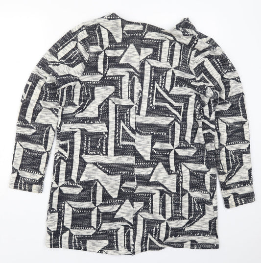 George Womens Grey V-Neck Geometric Cotton Cardigan Jumper Size 12