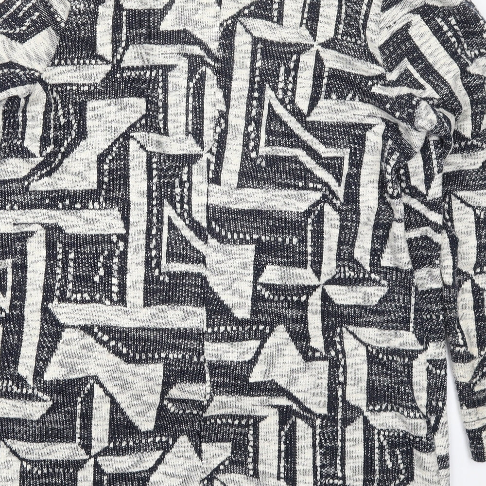 George Womens Grey V-Neck Geometric Cotton Cardigan Jumper Size 12