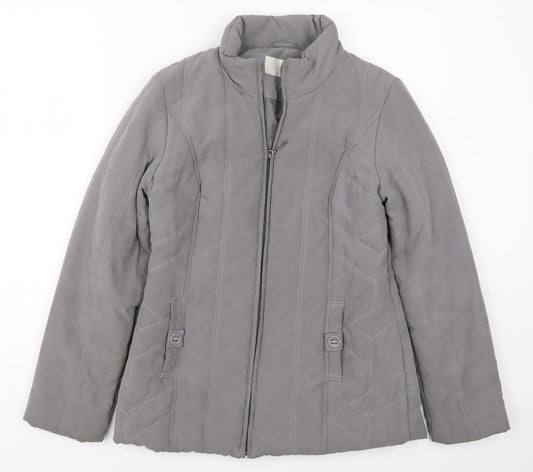 Womens UK Size 10 BHS Grey Quilted Coat