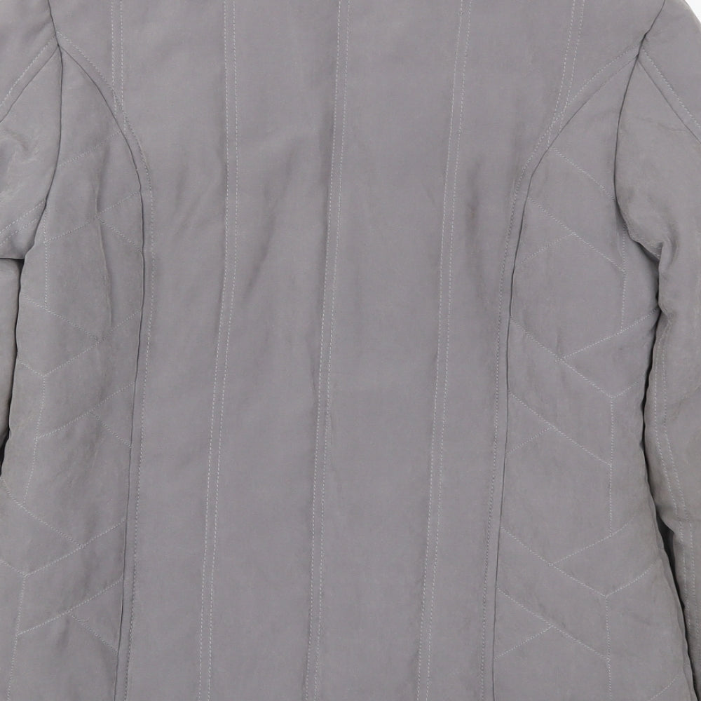 Womens UK Size 10 BHS Grey Quilted Coat