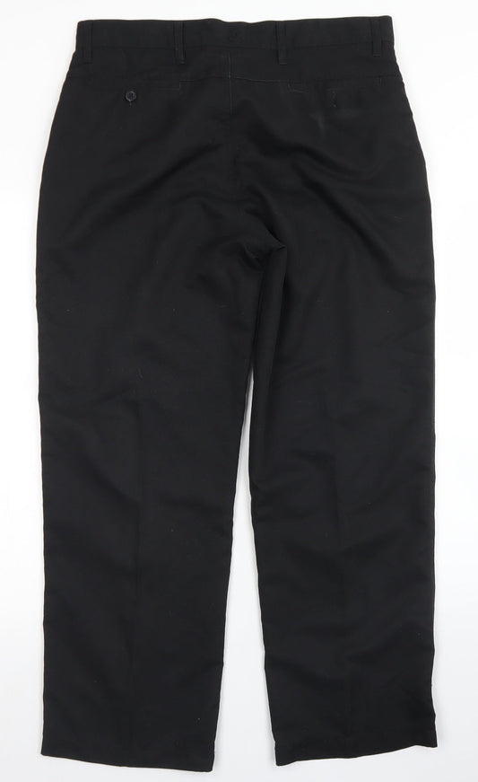 Dunlop Mens Black Polyester Dress Pants Trousers Size 34 in L27 in Regular Button