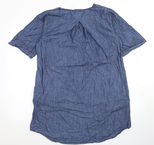 Viz-A-Viz Womens Blue Cotton A-Line Size S Round Neck