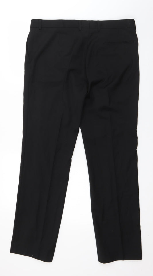 Taylor & Wright Mens Black Polyester Trousers Size 34 in L31 in Regular Zip