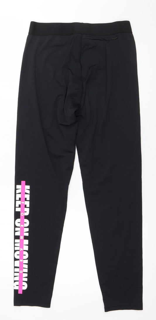 Womens UK Size 12 Workout Capri Black Leggings