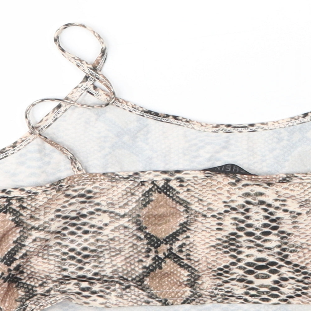 SheIn Womens Beige Animal Print Polyester Camisole Blouse Size L Round Neck - Snake Skin Print