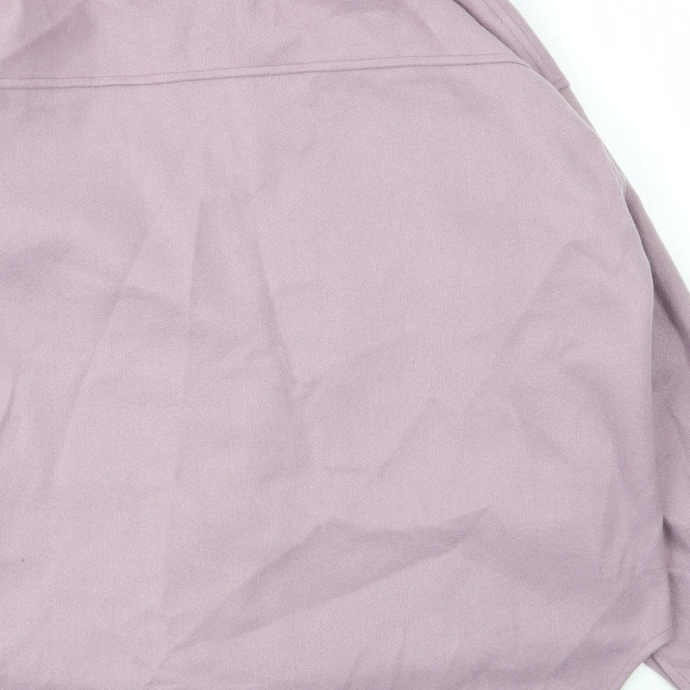 Brand and care label for SHEIN women’s purple polyester basic blouse, size M, collared