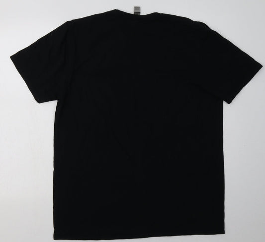 Gildan Womens Black Cotton Basic T-Shirt Size XL Crew Neck - bride tribe