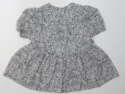 SheIn Womens White Animal Print Polyester Basic Blouse Size XS Crew Neck