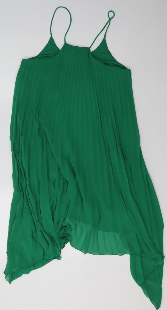 H&M Womens Green Polyester A-Line Size 4 V-Neck Pullover