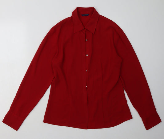 Womens UK Size 12 Debenhams Red Basic Button-Up
