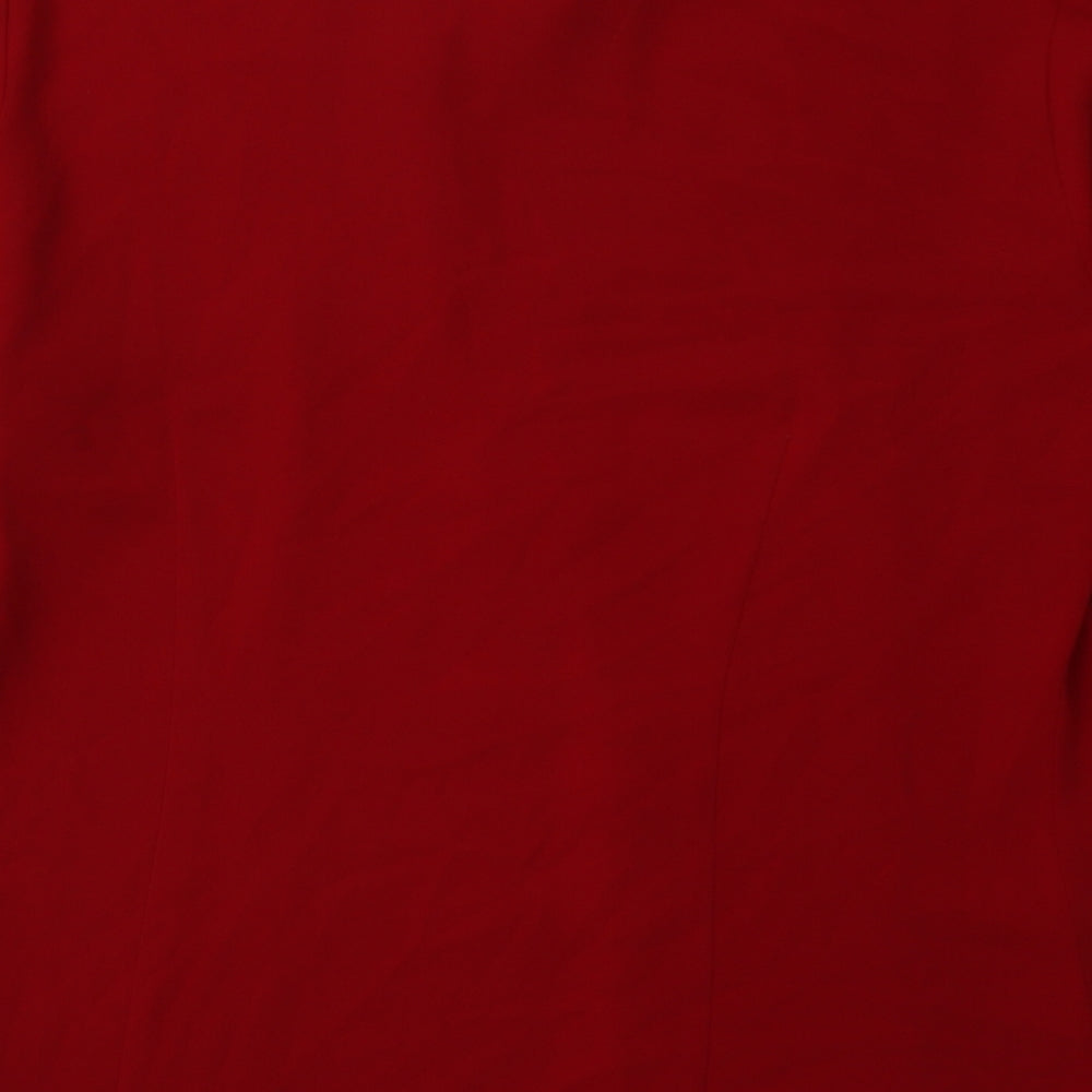 Womens UK Size 12 Debenhams Red Basic Button-Up