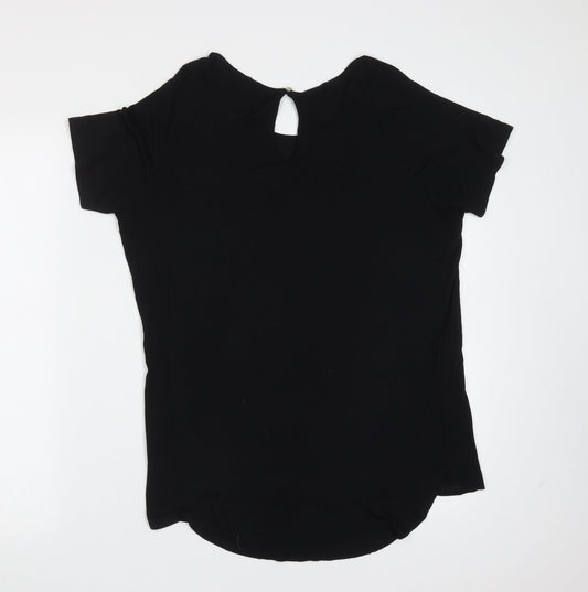 F&F Womens Black Viscose Basic T-Shirt Size 8 Round Neck
