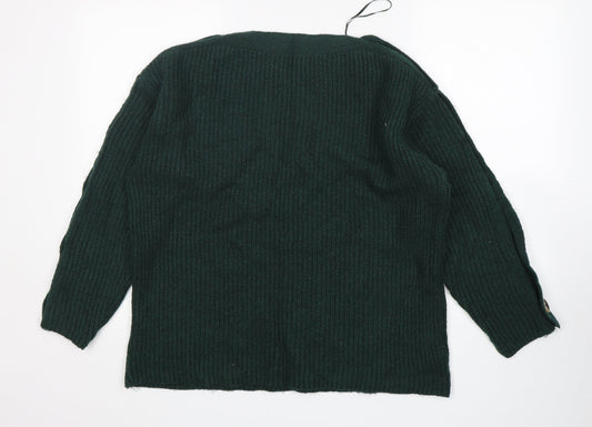 George Womens Green Round Neck Acrylic Pullover Jumper Size M